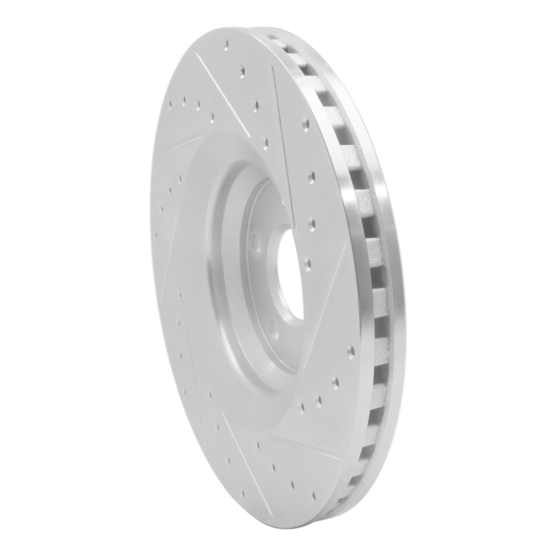 Audi TTS Quattro Brake Rotor (1) - Front Left - R1 Concepts - Drilled & Slotted - Silver - `08-`11